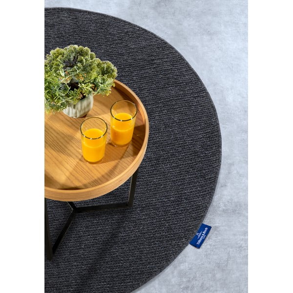 Covor gri închis țesut manual rotund din lână ø 160 cm Francois – Villeroy&Boch-image-2