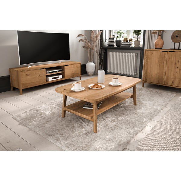 Măsuță de cafea în culoare naturală din lemn   de stejar 70x110 cm Twig – The Beds-image-3