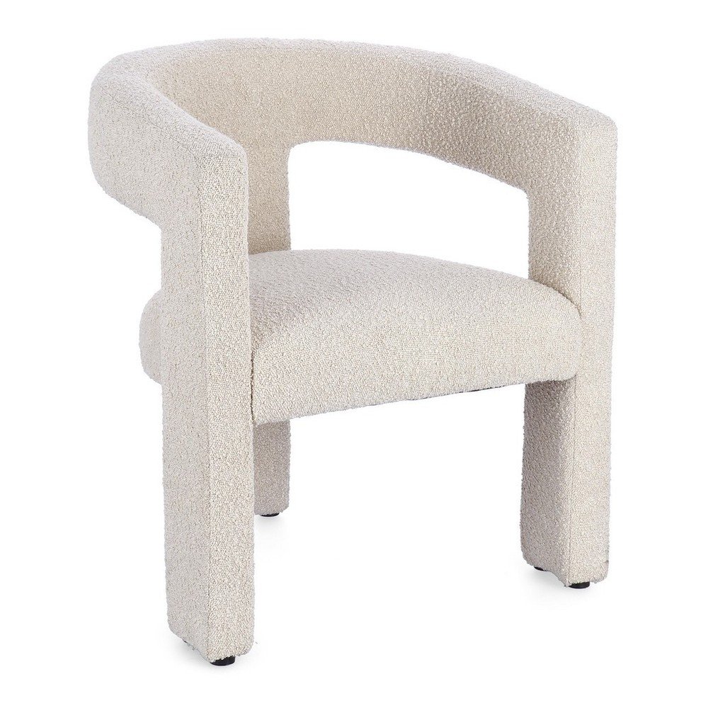 Scaun de living bej cu cotiere tapitat Arabella – Bizzotto