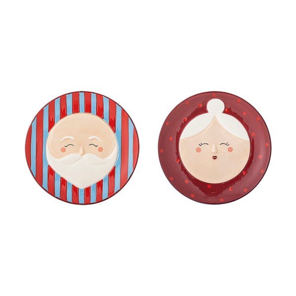 Farfurii roșii 2 buc. pentru desert  din gresie ø 16 cm  cu model de Crăciun Granny – Bloomingville