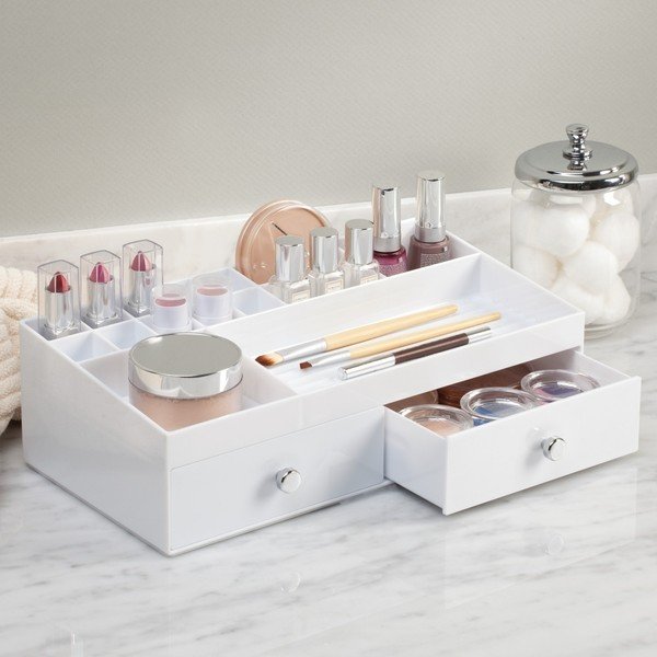Organizator cu 2 sertare InterDesign Cosmetic, alb-image-1