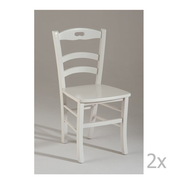 Set 2 scaune de bucătărie din lemn Castagnetti Pranzo, alb 