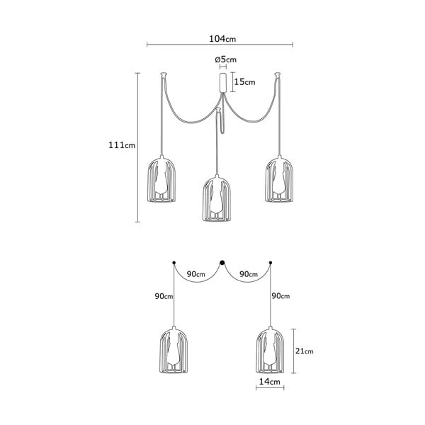 Lustră de 3 becuri Opviq lights Pamukkale, negru-image-2