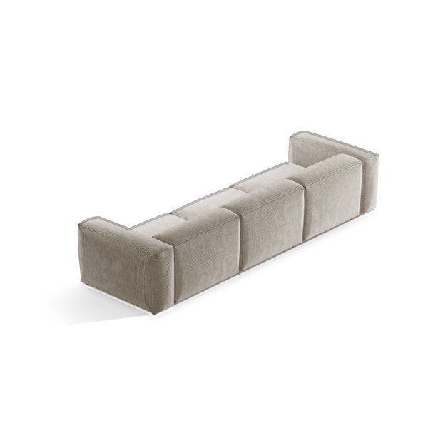 Canapea bej cu tapițerie din catifea reiată  364 cm Bergamo – Cosmopolitan Design-image-4