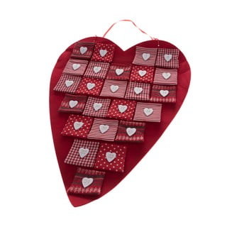 Calendar Advent textil de agățat Dakls Heart, lungime 68 cm