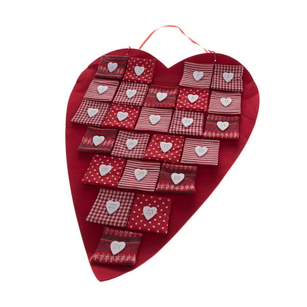 Calendar Advent textil de agățat Dakls Heart, lungime 68 cm