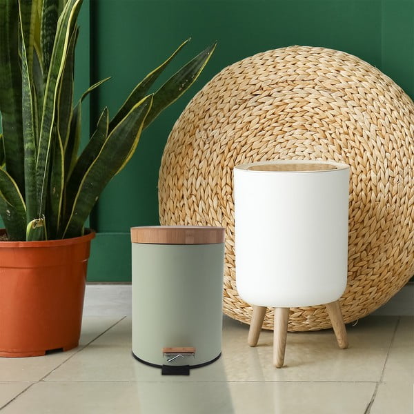 Coș de gunoi verde deschis cu pedală din metal 5 l Greenish – Orion-image-1