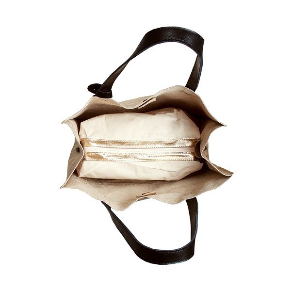 Geantă din piele naturală Andrea Cardone Amy, auriu-image-1