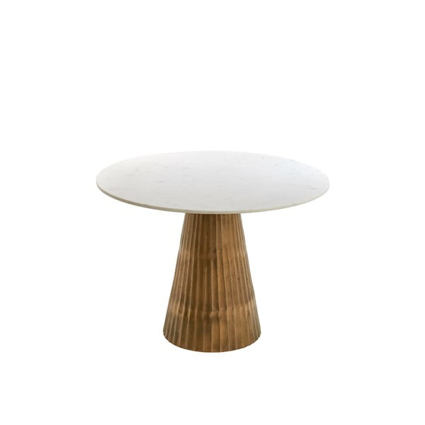 Masă de dining albă/în culoarea bronz rotundă cu blat cu aspect de marmură ø 100 cm Leyda – Light & Living