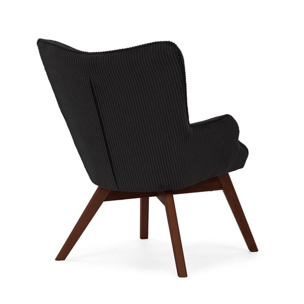 Fotoliu negru cu tapițerie din catifea reiată Niko – Ropez-image-3