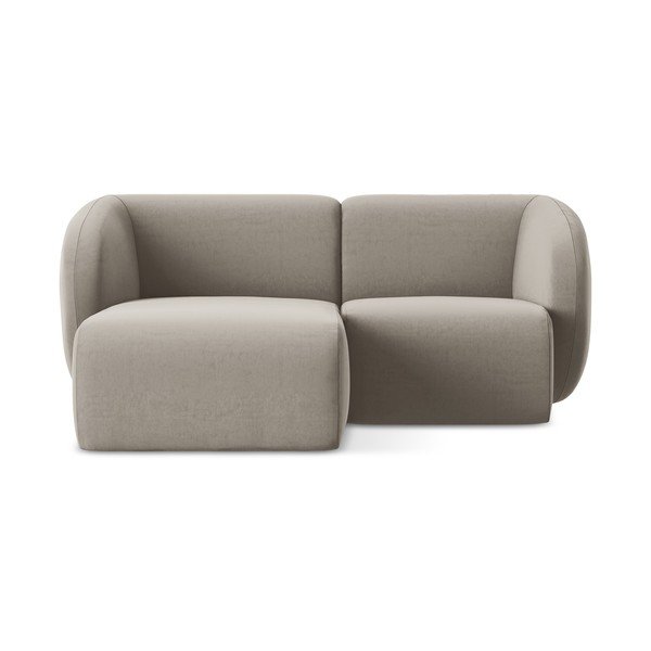 Colțar maro deschis cu tapițerie din catifea (cu colț pe partea stângă/cu șezlong) Lani – Makamii