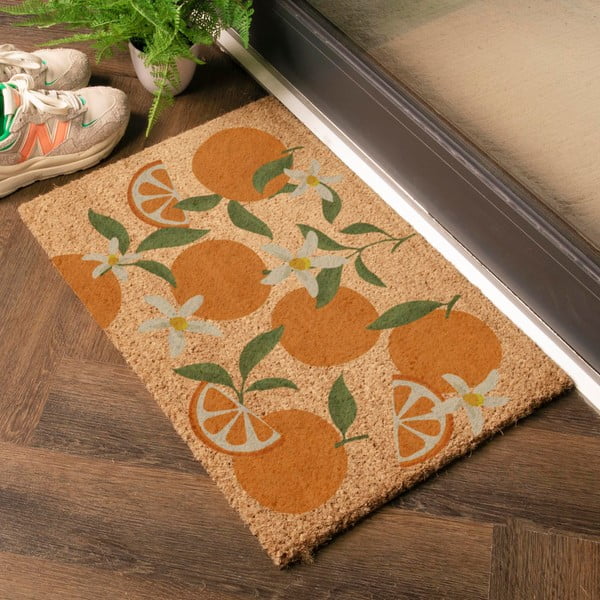 Covoraș de intrare din fibre de nucă de cocos 40x60 cm Orange – Artsy Doormats-image-1