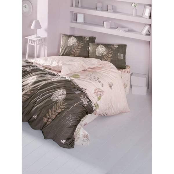 Lenjerie de pat cu cearșaf Hale Brown, 200x220 cm