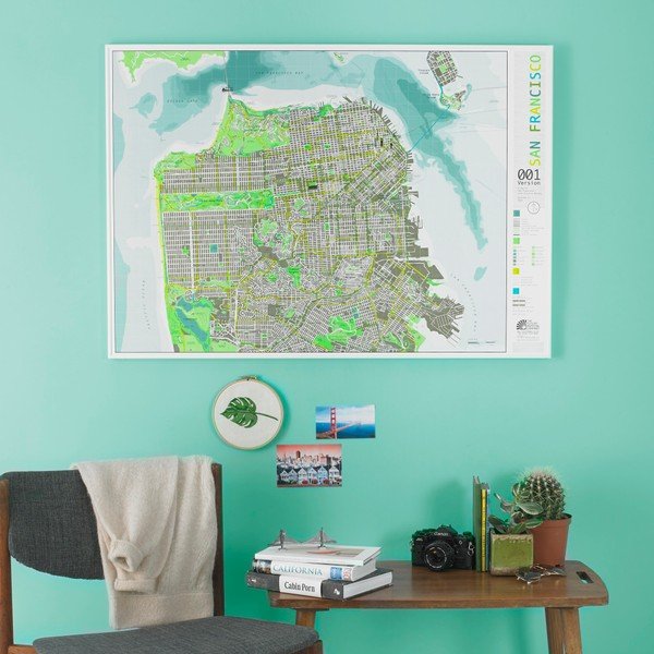Hartă magnetică San Francisco Street Map, 100 x 70 cm, verde-image-1