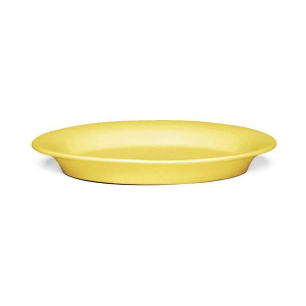 Farfurie ovală din gresie Kähler Design Ursula, 18 x 13 cm, galben