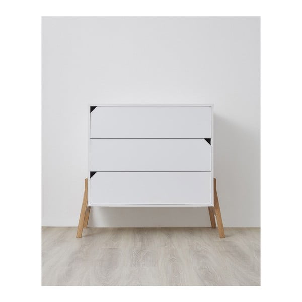 Comodă cu 3 sertare BELLAMY Lotta, alb-image-1