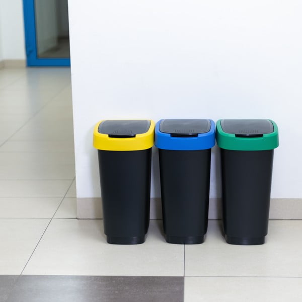 Coșuri de gunoi negre 3 buc. pentru reciclat din plastic reciclat 25 l Twist – Rotho-image-1