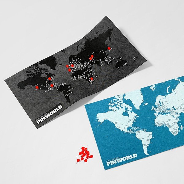 Mini hartă a lumii de perete Palomar Pin World, 77 x 48 cm, negru-image-4