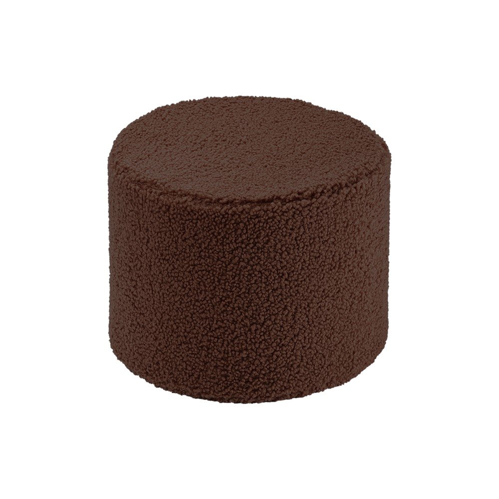 Puf pentru copii maro închis cu tapițerie din țesătură bouclé Warm Hazel – Wigiwama