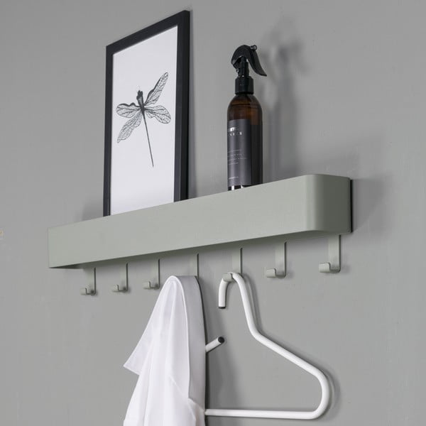 Cuier de perete verde prăfuit cu raft din metal 72 cm Dax Play – Spinder Design-image-4