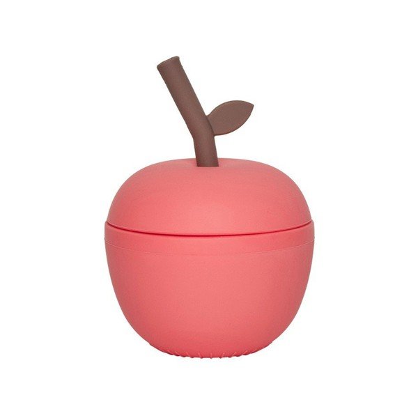 Cană pentru copii roșie din silicon Apple – OYOY Mini