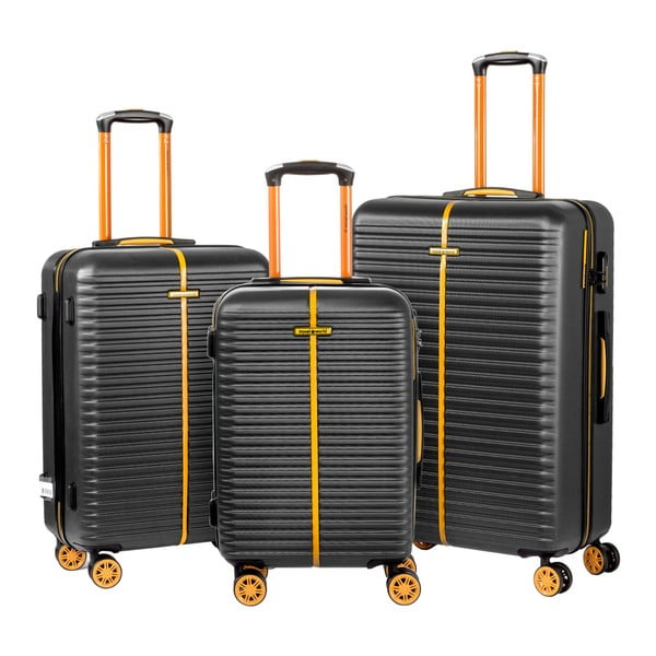 Set 3 valize cu roți Travel World Amazon, negru