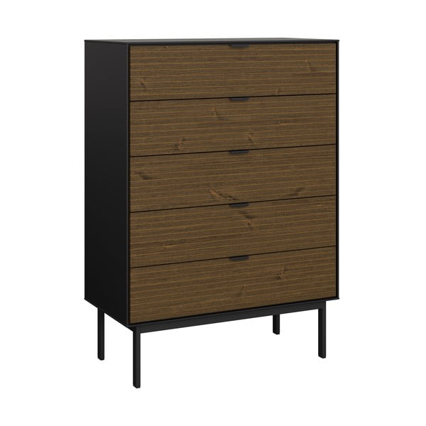 Comodă neagră/maro înaltă cu aspect de lemn de pin 80x111 cm Soma - Tvilum-image-2