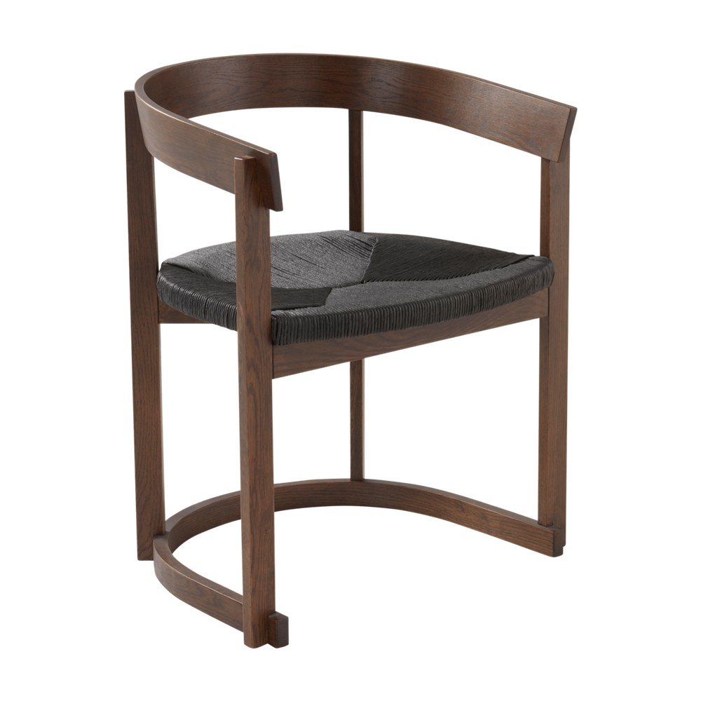 Scaun de dining în culoare naturală închisă cu cotiere din lemn de stejar Kungsholmen – Jotex