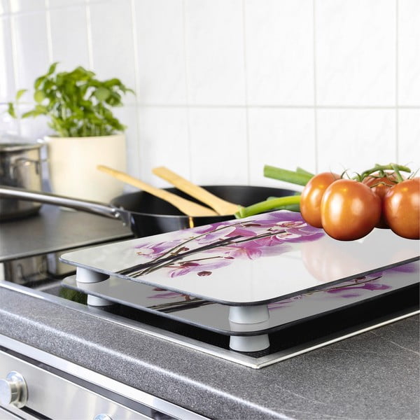 Set 2 protecții din sticlă pentru aragaz Wenko Orchid, 52 x 30 cm-image-1