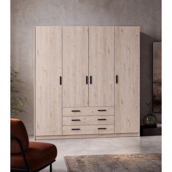 Șifonier în culoare naturală cu aspect de lemn de stejar 196x200 cm Sprint – Tvilum-image-3