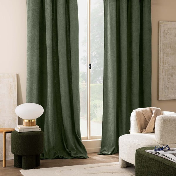 Draperie verde din material bouclé 140x260 cm Winona – douceur d'intérieur-image-1
