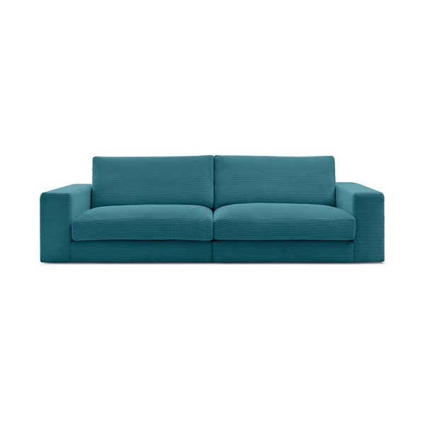 Canapea albastră cu tapițerie din catifea reiată  274 cm Leonard – Bobochic Paris