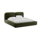 Pat matrimonial verde tapițat cu spațiu de depozitare cu somieră 160x200 cm Martina – Micadoni 