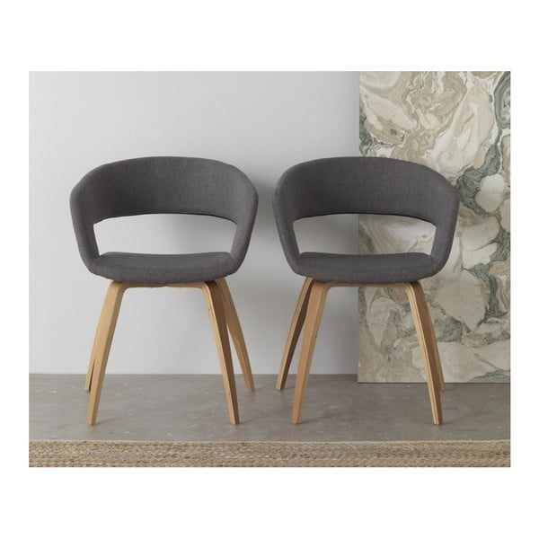 Set 4 scaune din lemn cu tapițerie Geese, gri-image-2