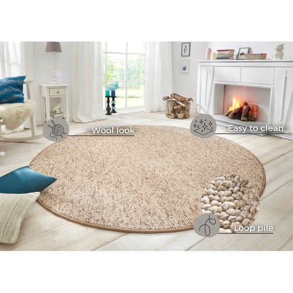 Covor maro deschis rotund ø 200 cm Wolly – BT Carpet-image-4