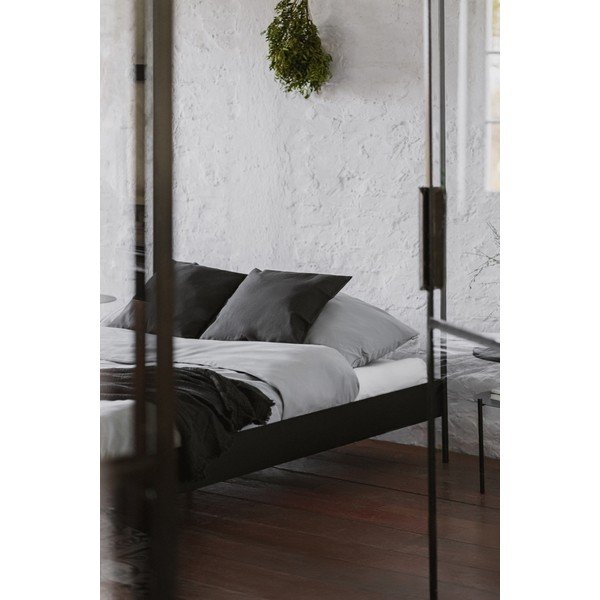 Pat matrimonial negru din oțel fără tăblie/cu baldachin cu somieră 200x200 cm Eton – noo.ma-image-4