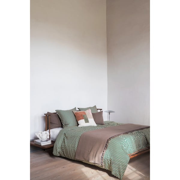 Lenjerie de pat verde/bej din bumbac satinat pentru pat de o persoană 140x200 cm Mini – Mette Ditmer Denmark-image-1