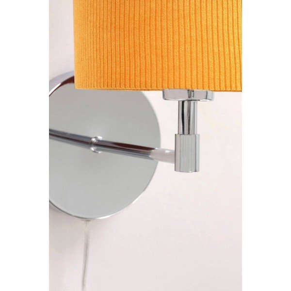 Aplică de perete galbenă/argintiu-lucios din material textil cu alimentare la priză Seth – Jotex-image-4