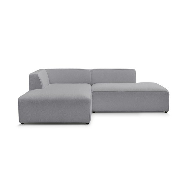 Colțar modular gri deschis cu tapițerie din țesătură bouclé (cu colț pe partea stângă/în formă de ”L”) Megeve – Bobochic Paris