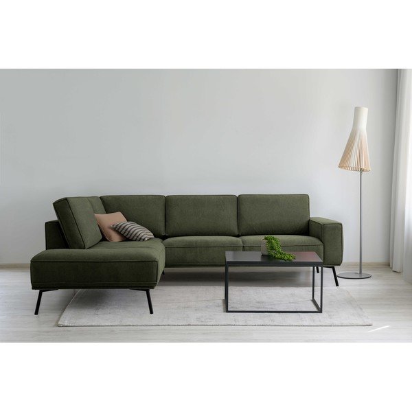 Colțar verde închis cu tapițerie din chenille (cu colț pe partea stângă/în formă de ”L”) Amsterdam – Scandic-image-1