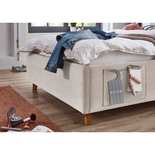 Pat pentru copii  bej cu spațiu de depozitare cu somieră 140x200 cm Cosy – Meise Möbel-image-4