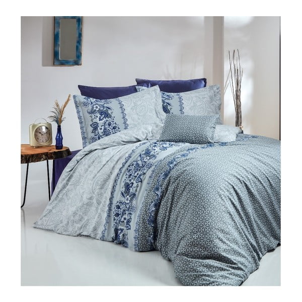 Set lenjerie de pat din bumbac pentru pat de o persoană Nazenin Home Satin Bibiane, 160 x 220 cm