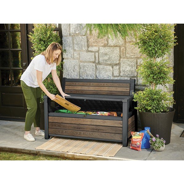 Bancă de grădină maro închis din plastic Deco – Keter-image-4