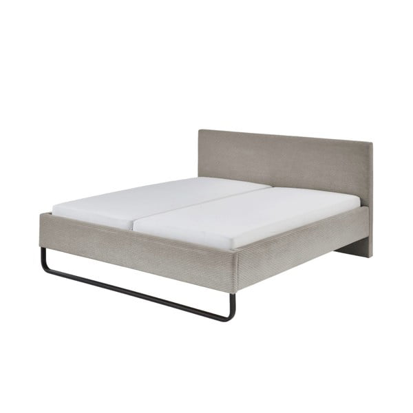 Pat matrimonial gri/maro tapițat fără somieră 180x200 cm Swing – Meise Möbel