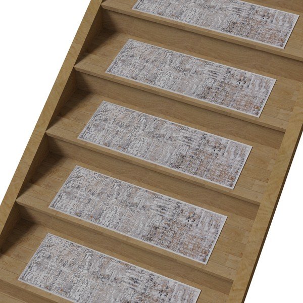 Covorașe pentru scări gri-bej 16 buc. din bumbac 25x65 cm Milano Bej – Vitaus-image-1