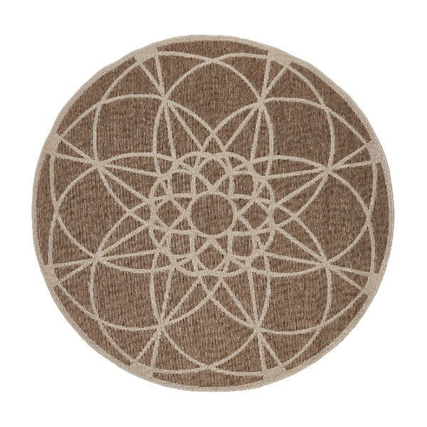 Covor adecvat pentru exterior Floorita Tondo Mink, ⌀ 194 cm, maro