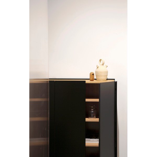 Comodă neagră înaltă cu aspect de lemn de stejar 95x120 cm Arista – Teulat-image-3