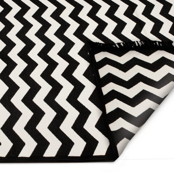 Covor reversibil Zig Zag, 140 x 215 cm, alb-negru-image-2