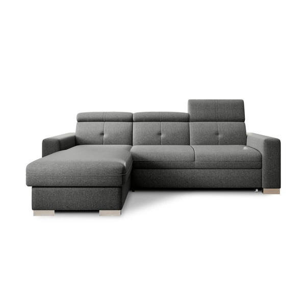 Colțar gri extensibil/cu spațiu de depozitare (cu colț pe partea stângă/cu șezlong) Fresia – ELTAP