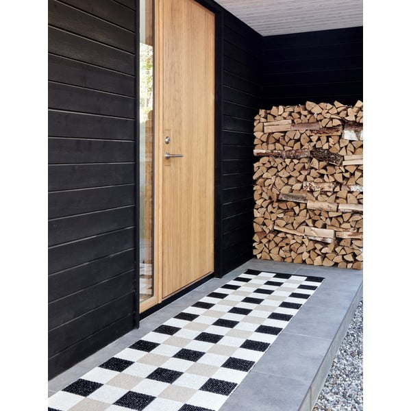 Covor tip traversă pentru interior și exterior negru/crem 70x300 cm Pix Black Vanilla – Pappelina-image-3